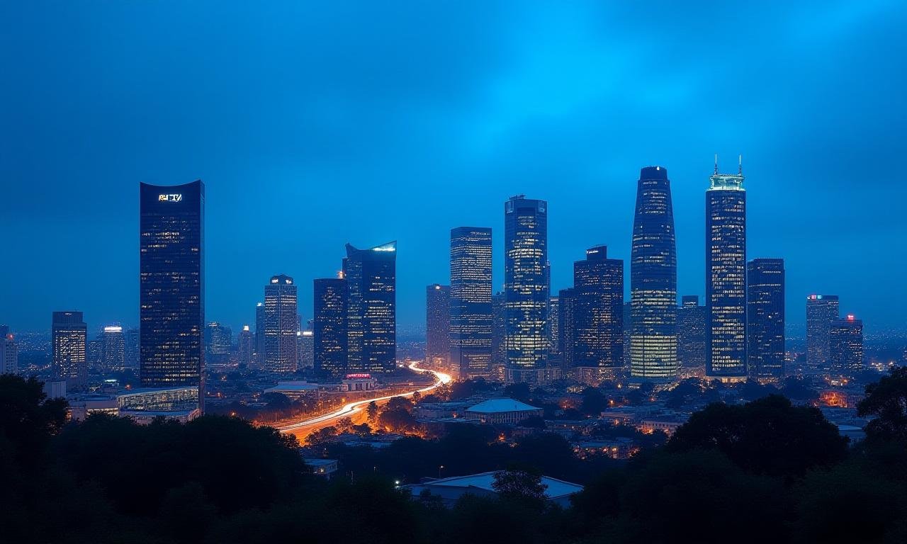 Modern financial district skyline in Johannesburg
